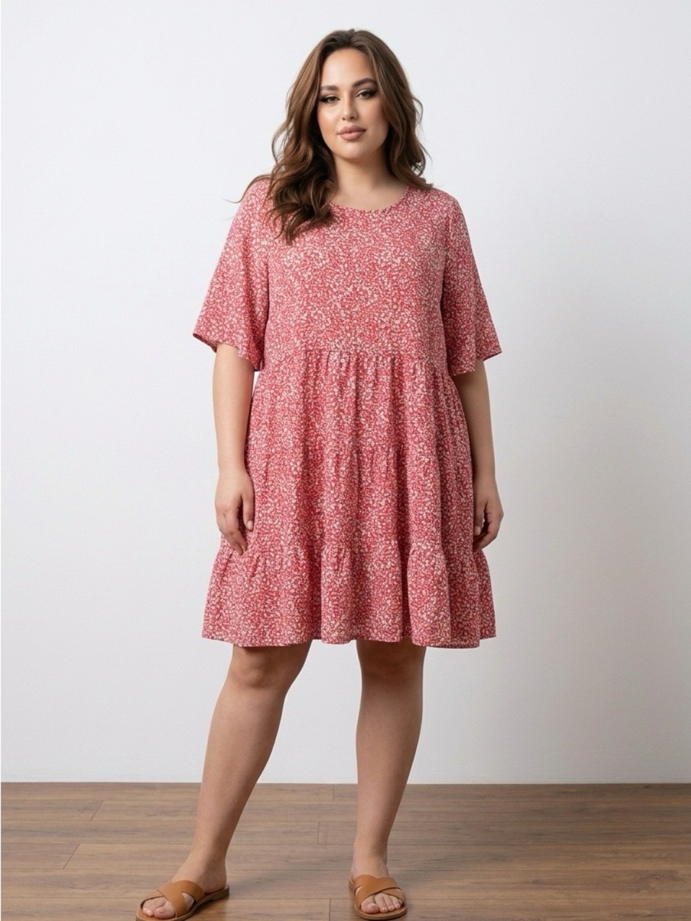 NWOT Flawless Red Floral Tiered Mini Dress